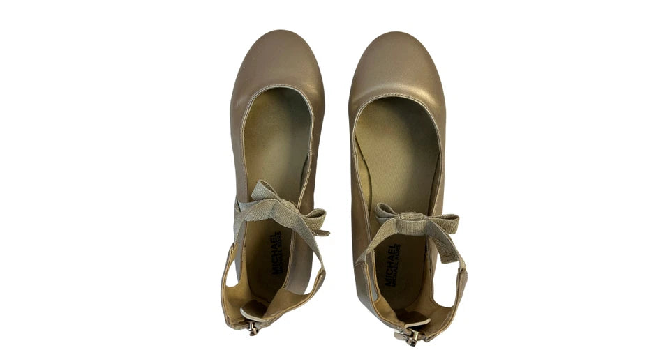Michael Kors Girls' Kenyah Kay Signature Logo Charm Gold Ballet Flats Size 3